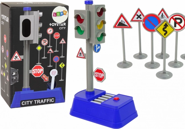 Kinderset verkeersborden en verkeerslicht met licht en geluid 23 cm