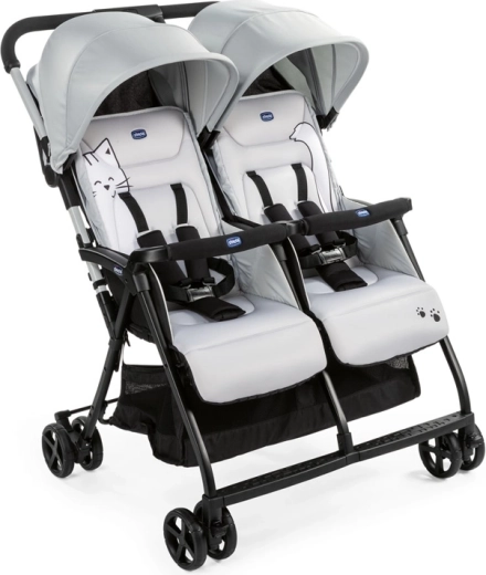 Chicco Ohlala Twin – sportieve kinderwagen voor een tweeling Silver Cat
