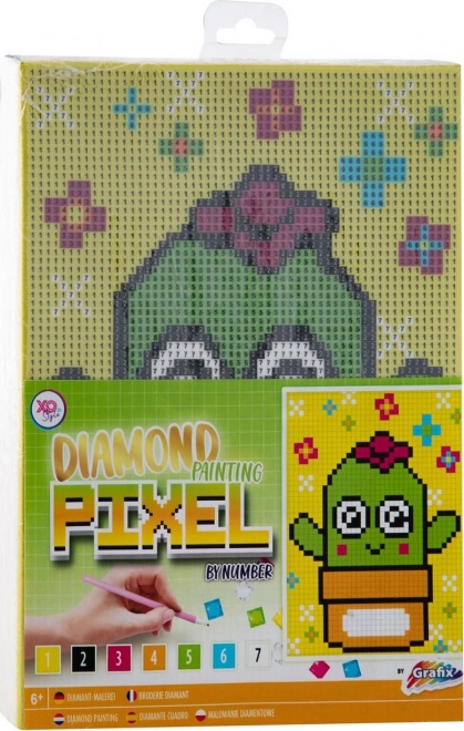 Diamantschilderen op frame Grafix Pixel cactus 15 × 20 cm