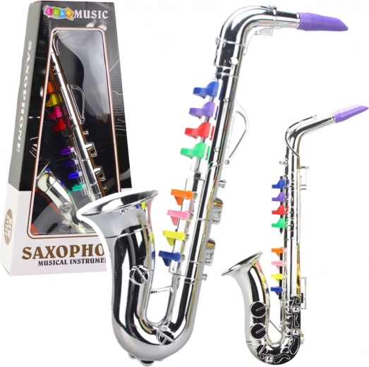 Kinder muziekinstrument – zilveren saxofoon