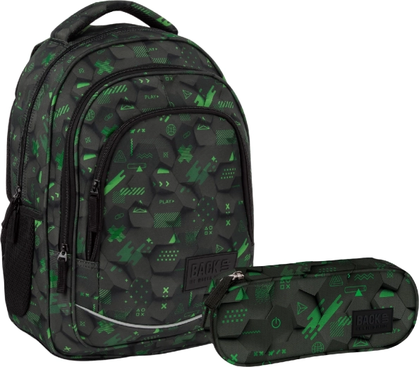 Voordelige schoolset BackUP Hexa Game 2v1 – rugzak en etui