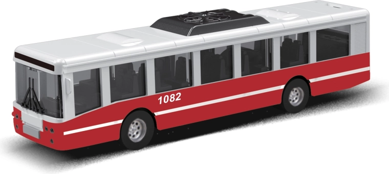 Stadsbus met vliegwiel 16 cm – rood
