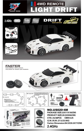 R/C driftauto 1:20 met verlichting, wit