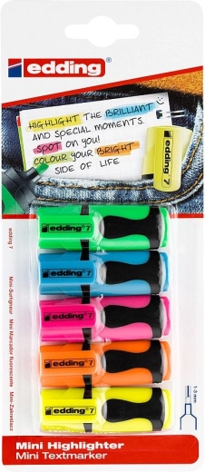 Set mini markeerstiften Edding 7 in neonkleuren (5 stuks)