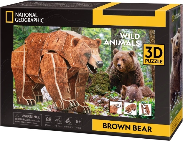 Puzzle 3D Bedreigde dieren – bruine beer