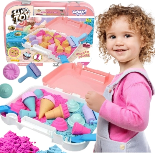 Woopie kinetisch zand IJssalon in koffer 1 kg + accessoires