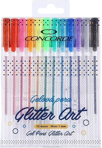 CONCORDE Glitter Art gelpennen met glitter, set van 12 stuks
