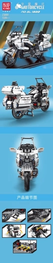 Bouwset witte motorfiets met 1328 onderdelen