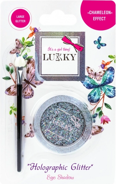 Gel oogschaduw met holografische glitters en kwastje Lukky