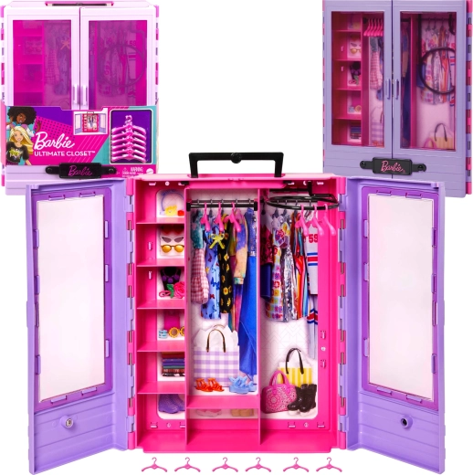 Barbie Fashionistas grote kledingkast voor kleding met hangers