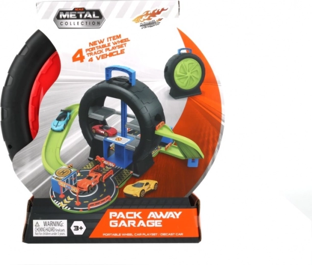 Speelset in een koffer in de vorm van een band met 4 autootjes