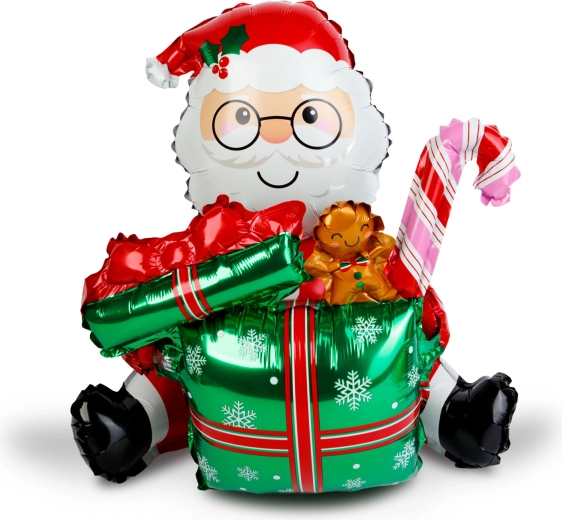 Kerstballon van folie met Sinterklaas en cadeau 60 × 65 cm