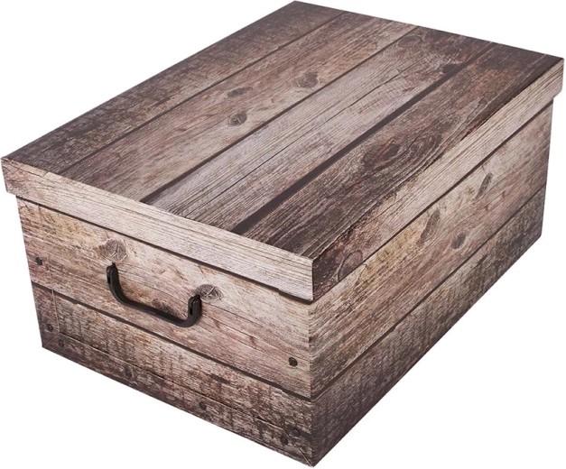 Kartonnen opbergdoos grijs hout MIDI