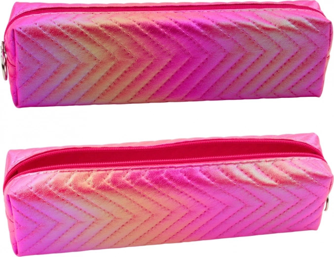 Meisjes metallic roze etui met appelpatroon