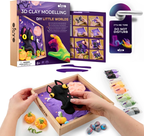 Okto modelleerset Kleine wereld in lijst „Kattengeest” 21 × 21 cm