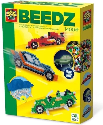 SES Creative Beedz strijkkralen auto's 1400 stuks glow-in-the-dark