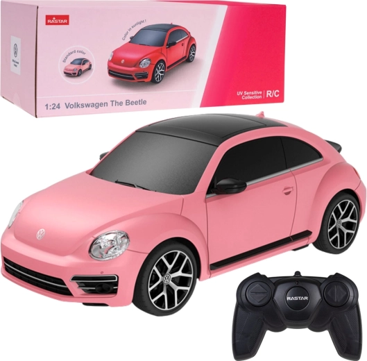 RC auto VOLKSWAGEN Beetle 1:24 Rastar roze met UV-kleurverandering