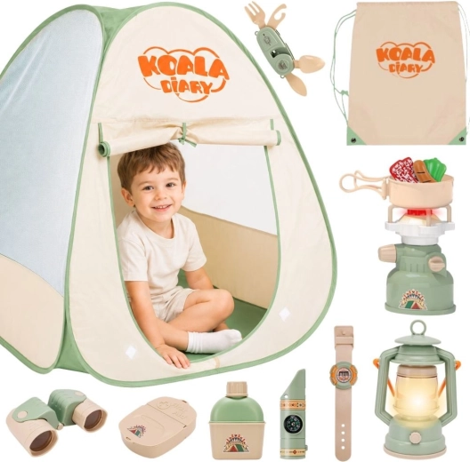 Woopie Discovery kinderspeelset voor kamperen met bivaktent XXL, 15-delig