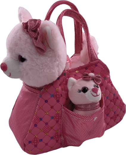 Pluchen tas met kat en kitten