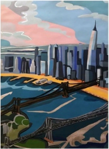 Norimpex Schilderen op nummer Wolkenkrabbers aan de kust 40 × 50 cm
