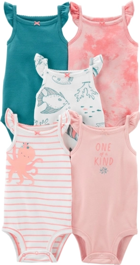Carter's mouwloze babyrompers Pink Ocean voor meisjes 5 stuks