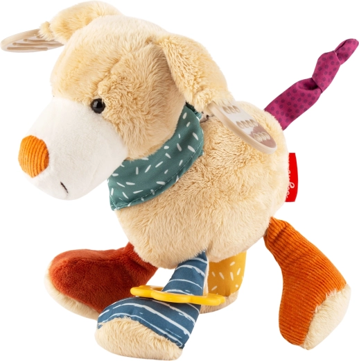 Ontwikkelingsspeelgoed hondje met knisperdoekje, rammelaar en bijtring Sigikid