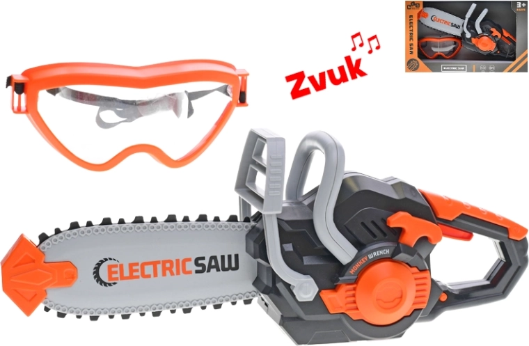 Kinder elektrische kettingzaag met veiligheidsbril, 34 cm