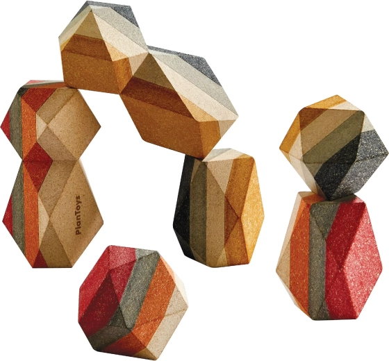 PlanToys stapelbare houten edelstenen (6 stuks)