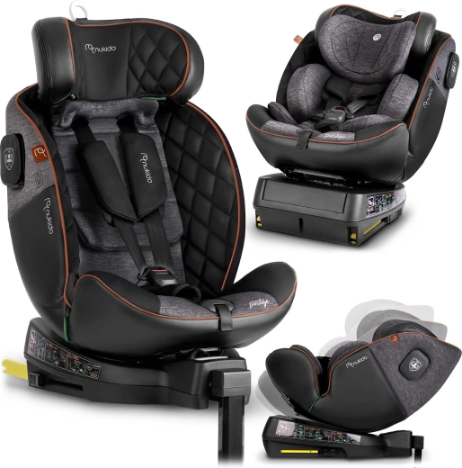 Autostoeltje Nukido Prestige Line draaibaar 0–36 kg i-Size ISOFIX zwart-grijs
