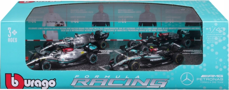 bburago formule 1 mercedes-amg f1 w15 1:43 – set van 4 autootjes