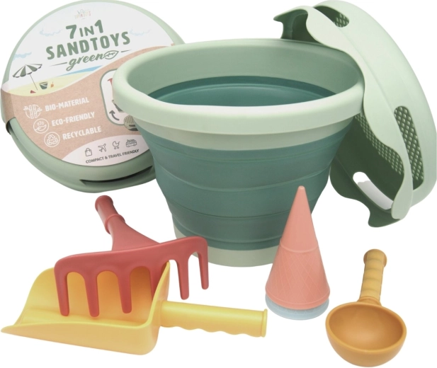 Compactoys opvouwbare zandset 7-in-1 groen