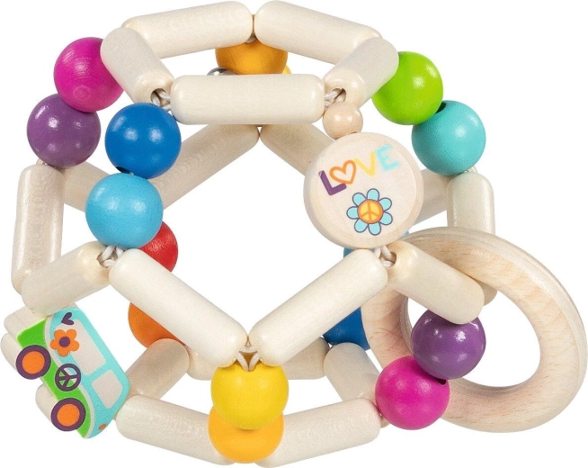 Tactiele ring met elastische regenboogbal - 1 stuk