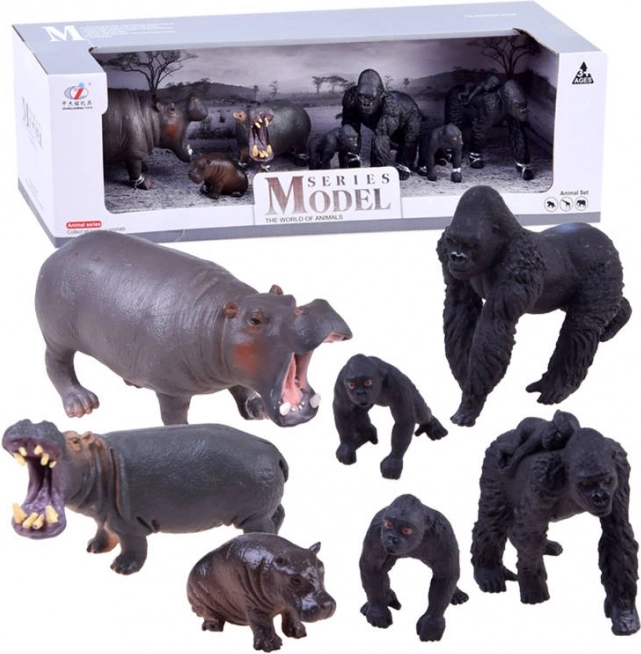 Set safarifiguren van zebra's en leeuwen – Gorilla en nijlpaard