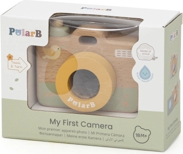 Houten kindercamera met caleidoscoop
