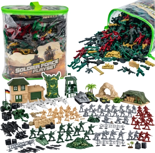 Grote militair speelset met soldaatjes en voertuigen, 300 stuks