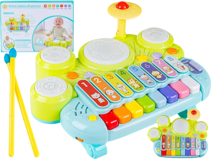 Kinder muziekpiano met drums en xylofoon