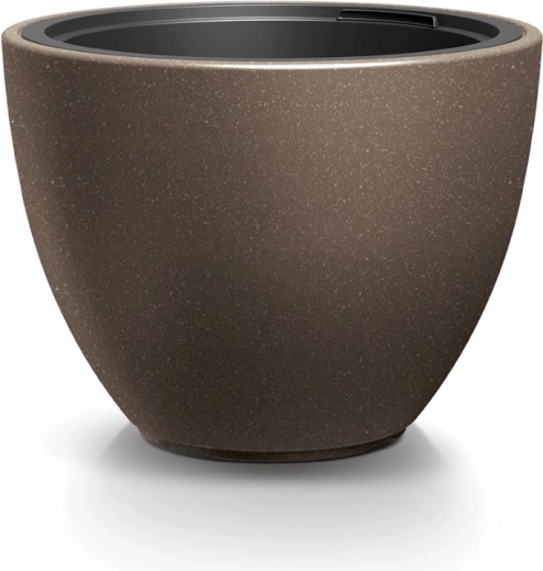 Bloempot met inzet HEOS Eco Wood, koffie, diameter 46,9 cm