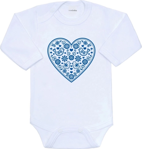 Babyromper New Baby met folkloristische opdruk blauw hartje, maat 68