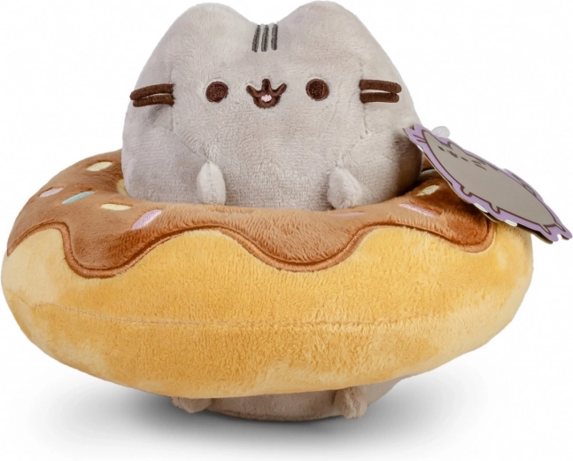 Pluchen knuffel Pusheen in een chocoladedonut