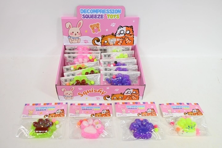 Antistress knijpspeeltje in pootvorm (16 stuks in verkoopdisplay)