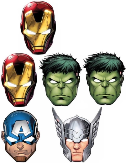 Marvel Avengers papieren maskers 6 stuks