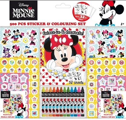 Sticker­set met kleurplaten en waskrijtjes Minnie – 500 stuks