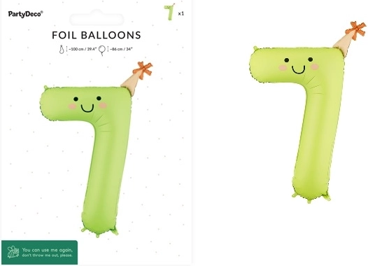 Folieballon cijfer 7 lichtgroen 86 cm