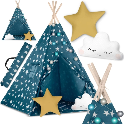 Kinder-tipi met lichtjes Nukido – blauw