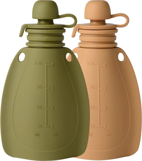 Mininor siliconen navulbaar snackzakje 120 ml (2 stuks) moss green/roe deer