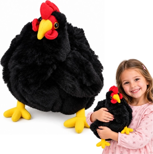 Pluche kip zwart 30 cm