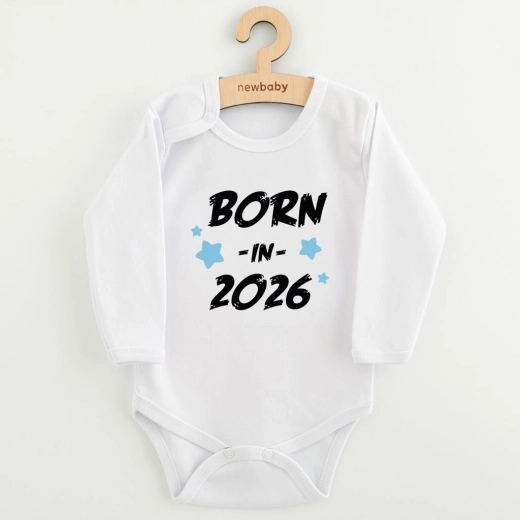 Babybody met lange mouwen New Baby BORN IN 2026, blauw, maat 68