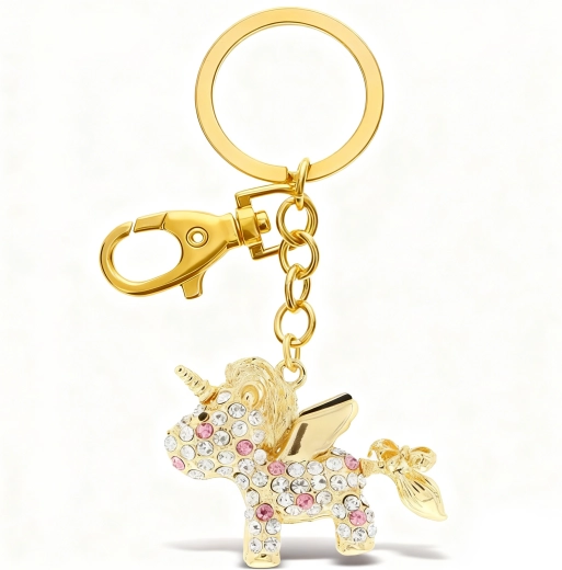 Gouden sleutelhanger eenhoorn