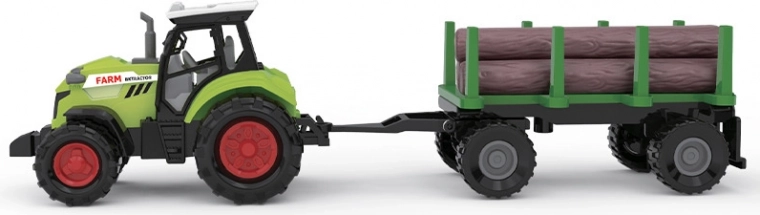 Boerderijtractor met houtaanhanger met geluiden en lichten