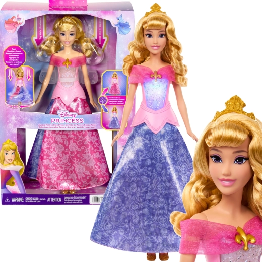 Mattel Disney Princess pop Aurora met 2-in-1 jurk met kleurverandering 30 cm